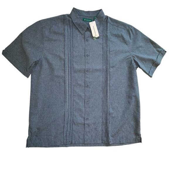 NWT Cubavera Pin-tuck Short Sleeve Button Down Dress Blues XXL - Picture 1 of 8